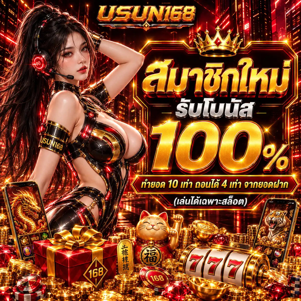 USUN168 เว็บสล็อตระดับพรีเมียม แจกโบนัสทุกบิล ถอนได้เต็มจำนวน